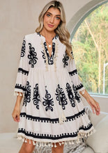 Load image into Gallery viewer, Black and White Embroidered Mini Dress
