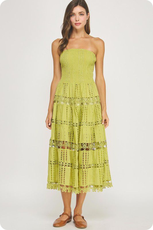 Eyelet Lace Strapless Dress