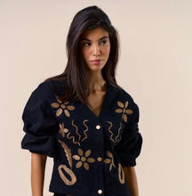 Load image into Gallery viewer, Black and Gold Detailed Embroidered Skort Set
