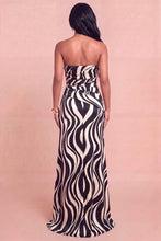 Load image into Gallery viewer, Strapless Open Leg Modern Wave Satin Gown
