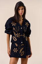 Load image into Gallery viewer, Black and Gold Detailed Embroidered Skort Set
