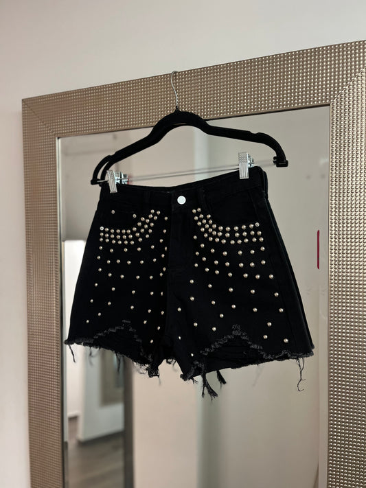 Black Studded Shorts