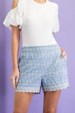 Load image into Gallery viewer, Eyelet light blue shorts
