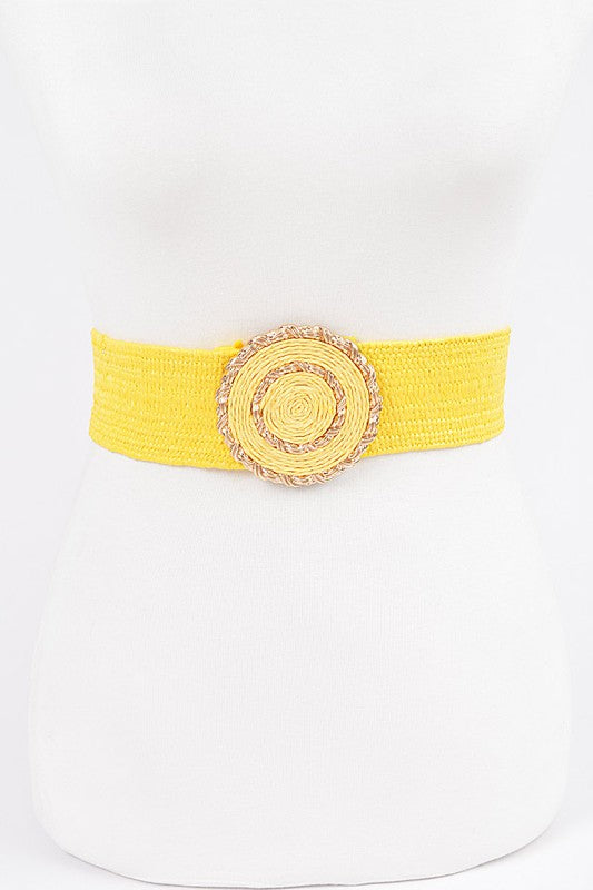 Round Buckle Straw Belt