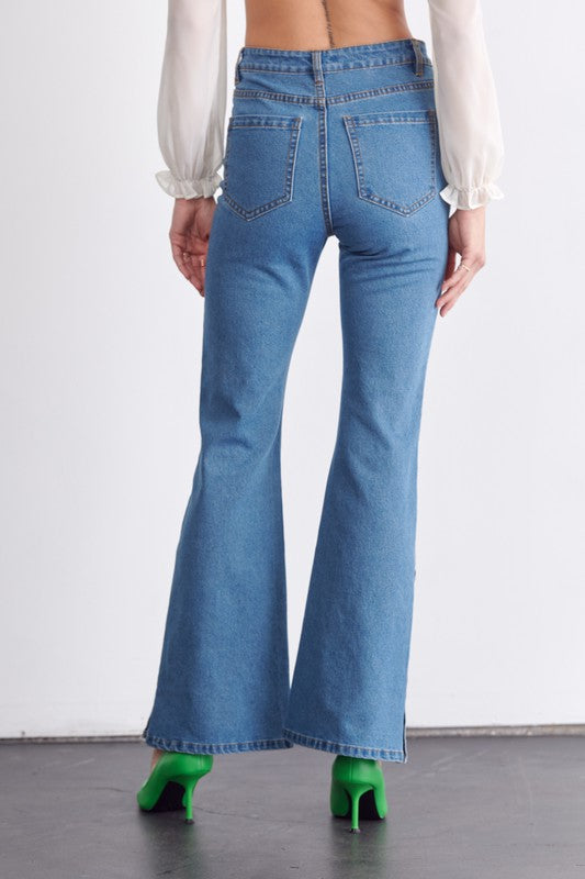 Buttons Detail Flare Jean
