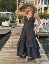 Load and play video in Gallery viewer, Dark Denim Maxi Dress
