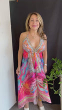 Load and play video in Gallery viewer, Silk Print Halter Dress

